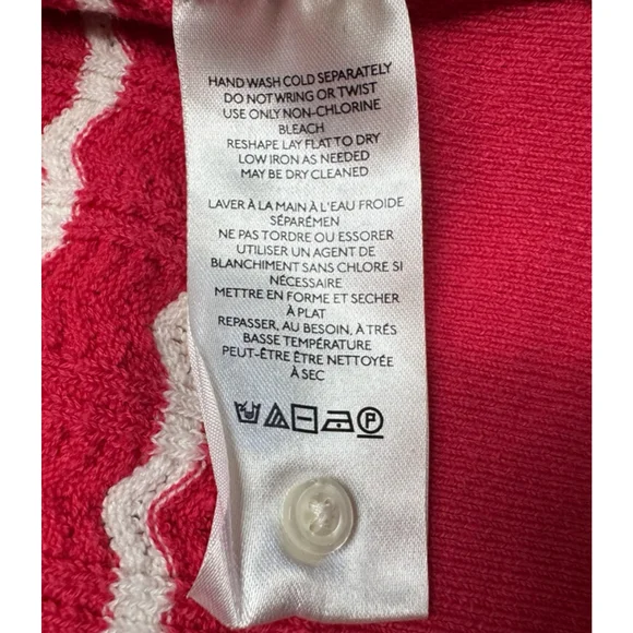 Maeve Red and White Puff Sleeve Cardigan - Picture 6 of 7